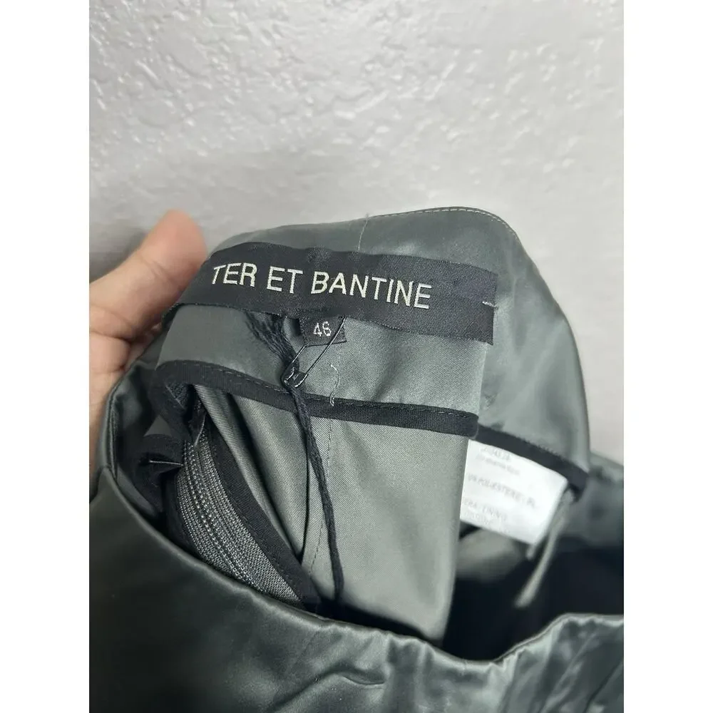 Ter Eat Bantine Gray A Line Skirt Zip Pockets Italian Size 46 US 10 New Designer - Picture 8 of 13